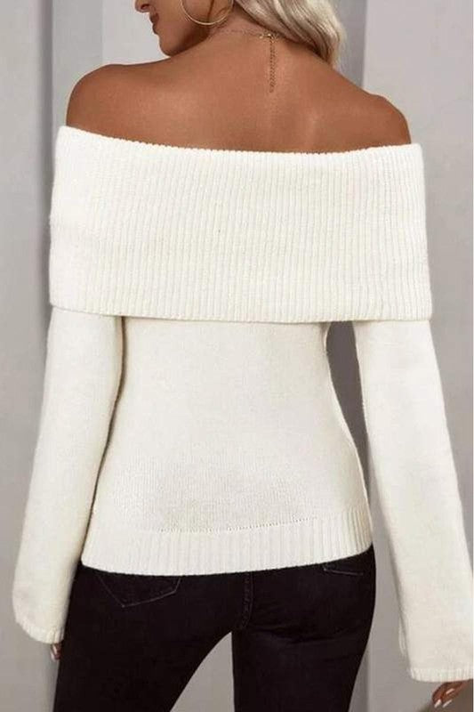 OFF SHOULDER KNIT SWEATER