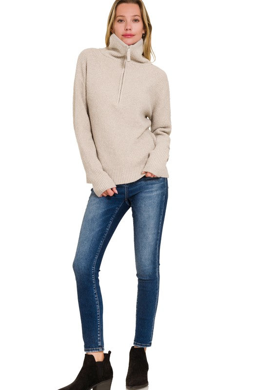 Beige Half Zip Pullover