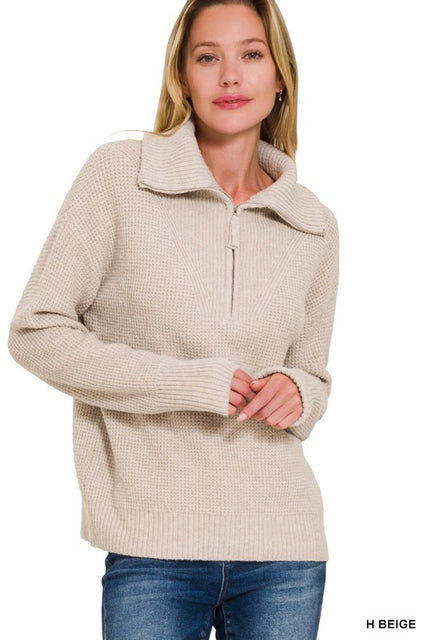 Beige Half Zip Pullover