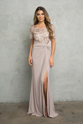 MOB - Cocoa Long Sequin Twist Gown