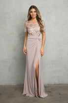 MOB - Cocoa Long Sequin Twist Gown-Market Grey Boutique