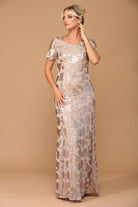 MOB - Long Cocoa Sequin Overlay Gown-Market Grey Boutique