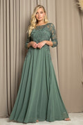 MOB Chiffon Gown With Lace Embroidered Bodice