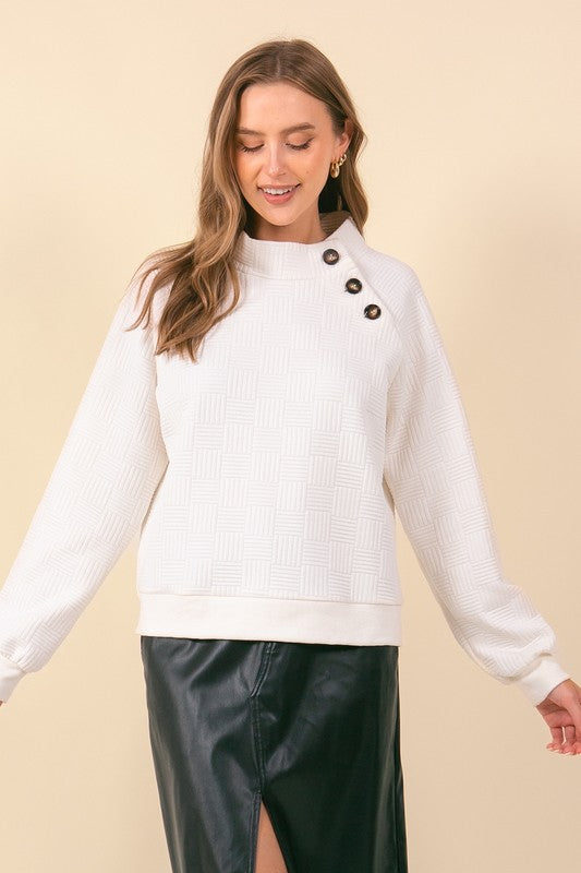 Side Button Long Sleeve Sweatshirt