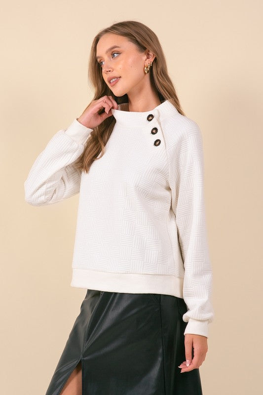 Side Button Long Sleeve Sweatshirt