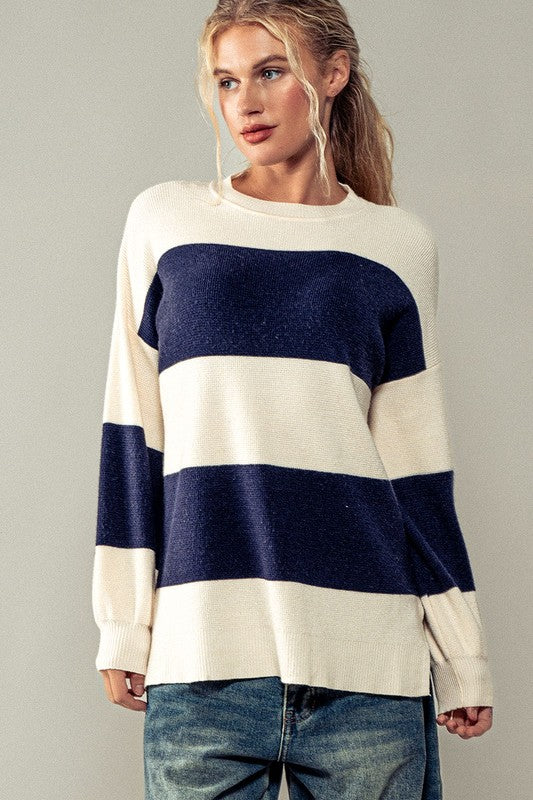 Lucky Stripes Waffle Knit Sweater