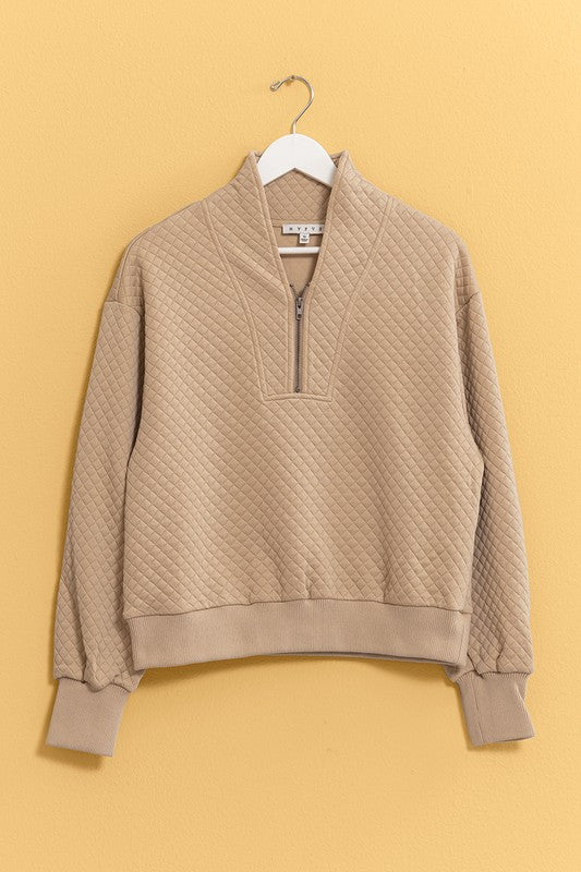 Quilted Half Zip Pullover