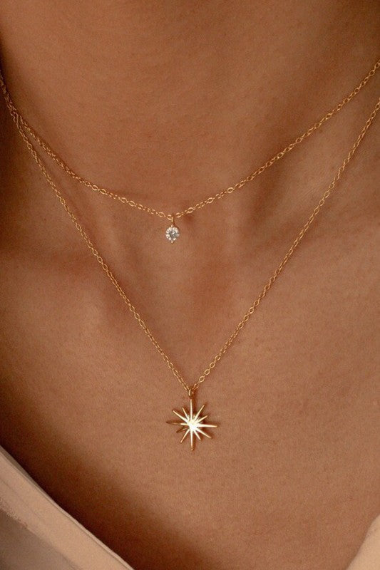 Sunburst Pendant Layer Necklace