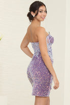 Victorian Lilac Sweetheart Embellished Mini Dress-Market Grey Boutique