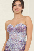 Victorian Lilac Sweetheart Embellished Mini Dress-Market Grey Boutique