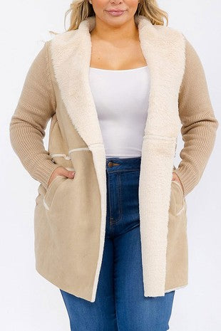 PLUS Faux Fur Contrast Sherpa Jacket