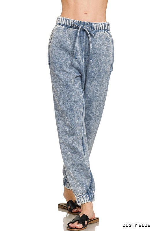 Marlin Acid Wash Fleece Sweatpants With Pockets