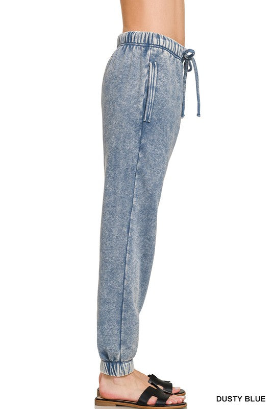 Marlin Acid Wash Fleece Sweatpants With Pockets