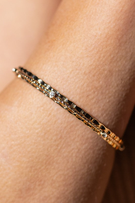 Crystal Metal 3 Bangle Bracelet Set