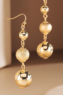 Brass Texture Dangle Beads Earring