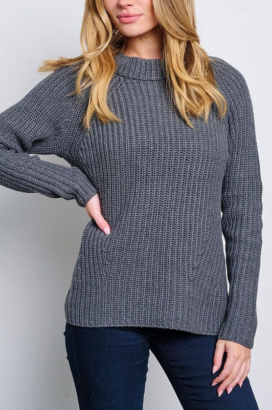 CHARCOAL PERFECT PULLOVER SWEATER