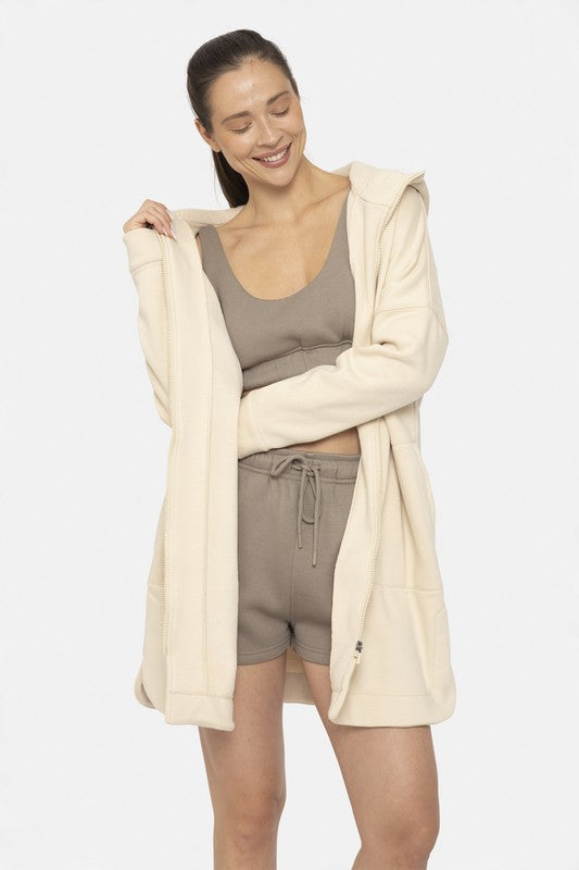 Longline Zip-up Jacket With Hood