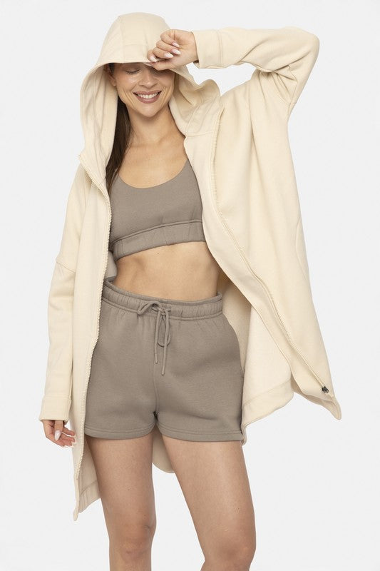 Longline Zip-up Jacket With Hood