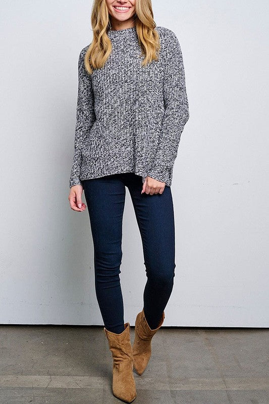 CHARCOAL MARLED PERFECT PULLOVER SWEATER