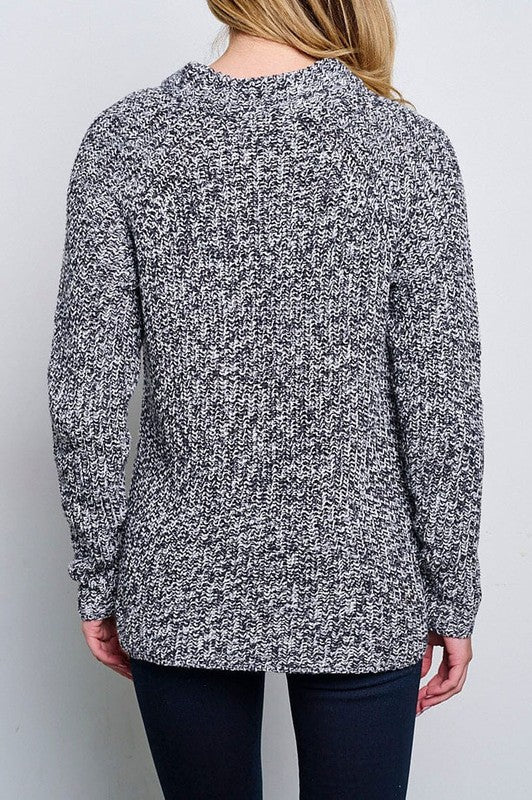 CHARCOAL MARLED PERFECT PULLOVER SWEATER