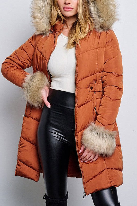 COPPER SHERPA HOOD PUFFER JACKET