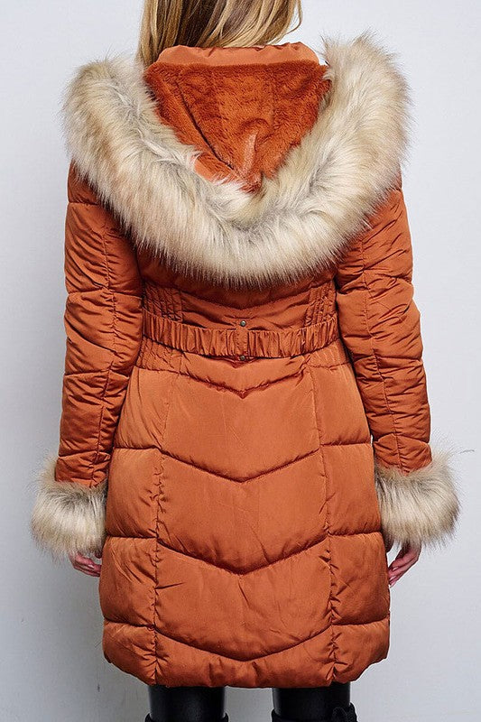 COPPER SHERPA HOOD PUFFER JACKET