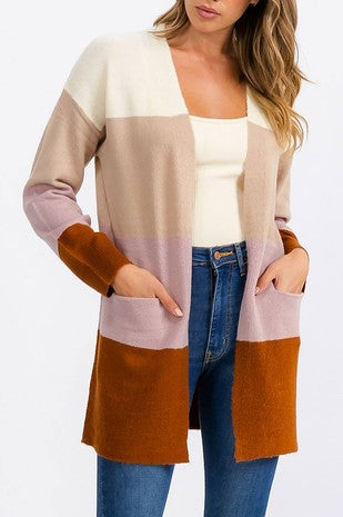 FALL FUN COLORBLOCK CARDIGAN