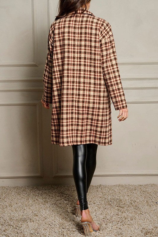 LONGLINE PLAID COAT