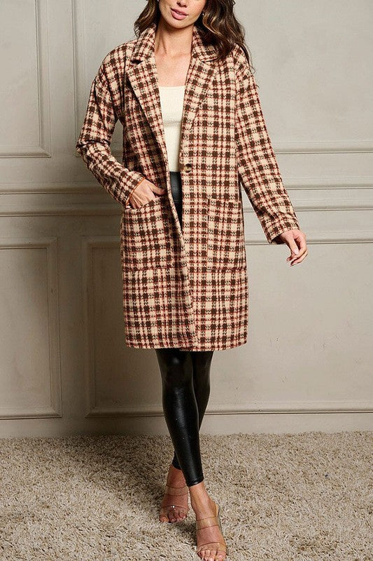 LONGLINE PLAID COAT