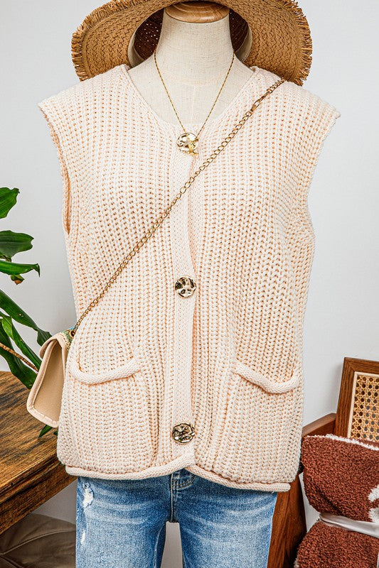 Button Up Sweater Vest