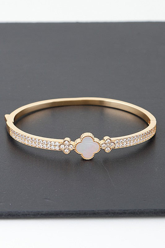 Sparkle Clover Cuff Bracelet
