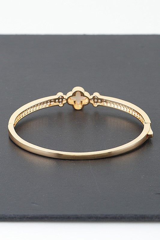 Sparkle Clover Cuff Bracelet
