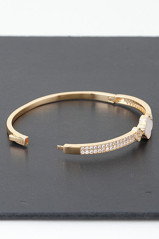 Sparkle Clover Cuff Bracelet