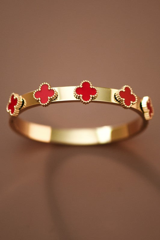 Red Detail Non-Tarnish Stainless Steel Bangle