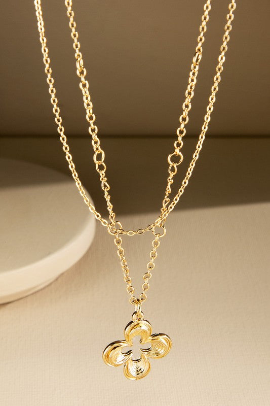 Double Layer Clover Pendant Necklace