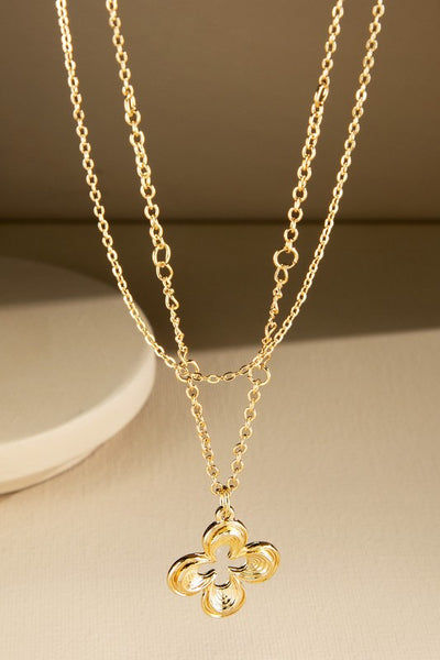 Double Layer Clover Pendant Necklace