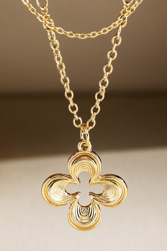 Double Layer Clover Pendant Necklace