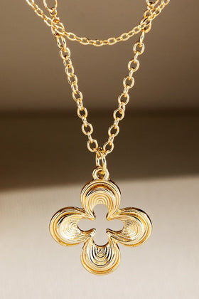 Double Layer Clover Pendant Necklace