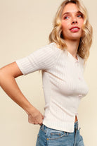 *FINAL SALE* Mini Ribbon Bow Pointelle Knit Top-Market Grey Boutique