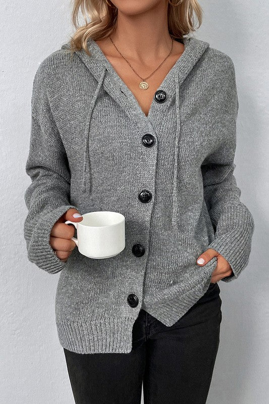 Oh So Cozy Hooded Button Up Cardigan