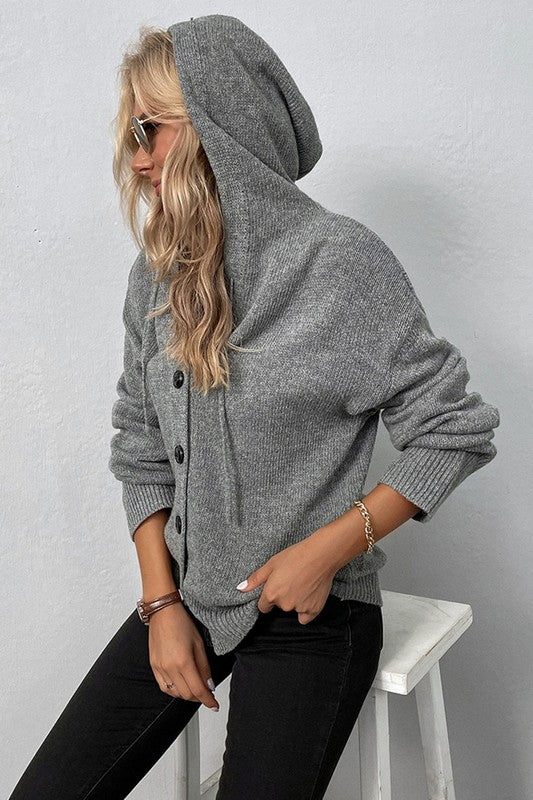 Oh So Cozy Hooded Button Up Cardigan