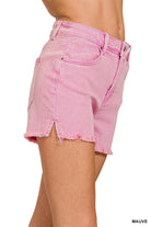 Pink Acid Washed Frayed Cutoff Shorts-Market Grey Boutique