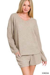 Heather Mocha Soft & Leisurely Ribbed Tee & Shorts Set