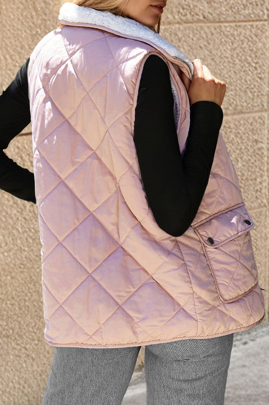 Pink Fleece Lined Padded Vest