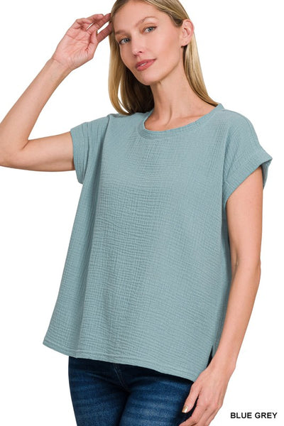 Ocean Blue Gauzy Top