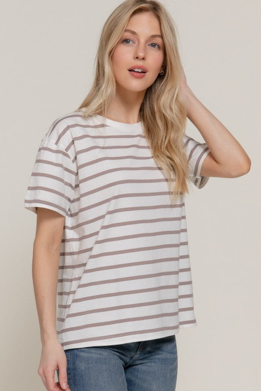Mocha Stripe Oversize Tee