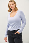 Curvy Dusty Blue Long Sleeve Top