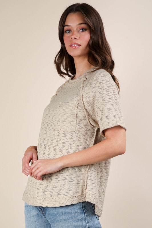 Beige Patch Pocket Casual Top