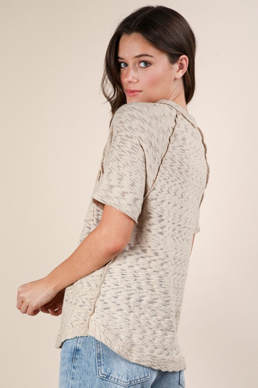 Beige Patch Pocket Casual Top