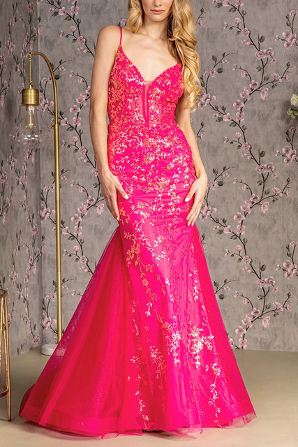 Fuschia Glitter Sequin Trumpet Long Gown🤍